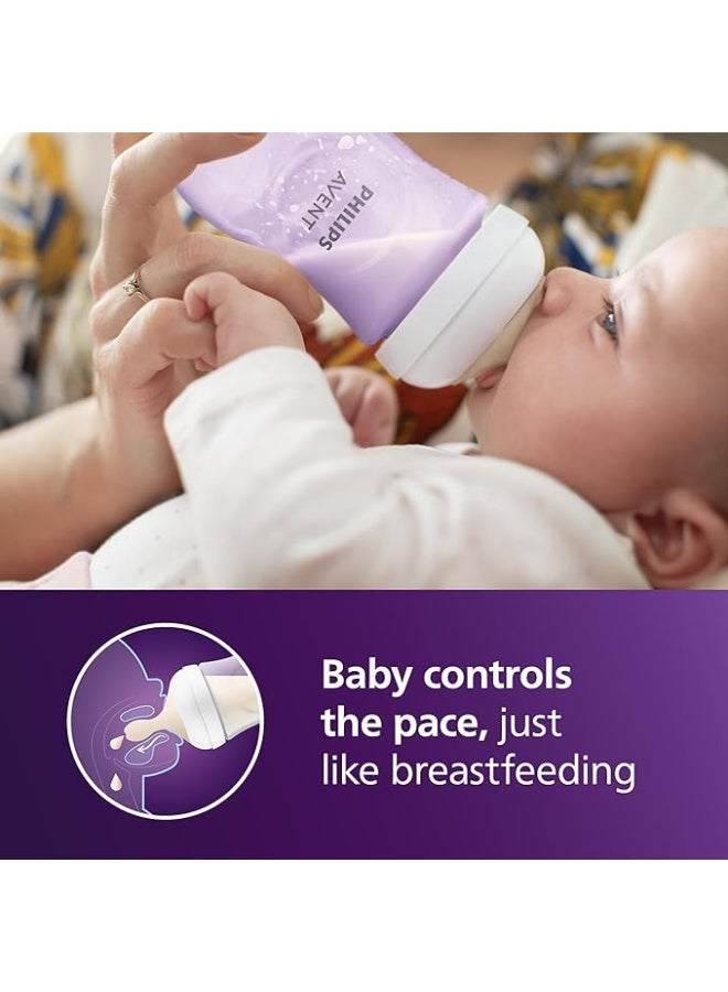 Avent Philips Avent Natural Baby Bottles with Natural Response (Medium Flow, Flow 3), 9oz, ĺPurple, 4-Pack, - Image 2